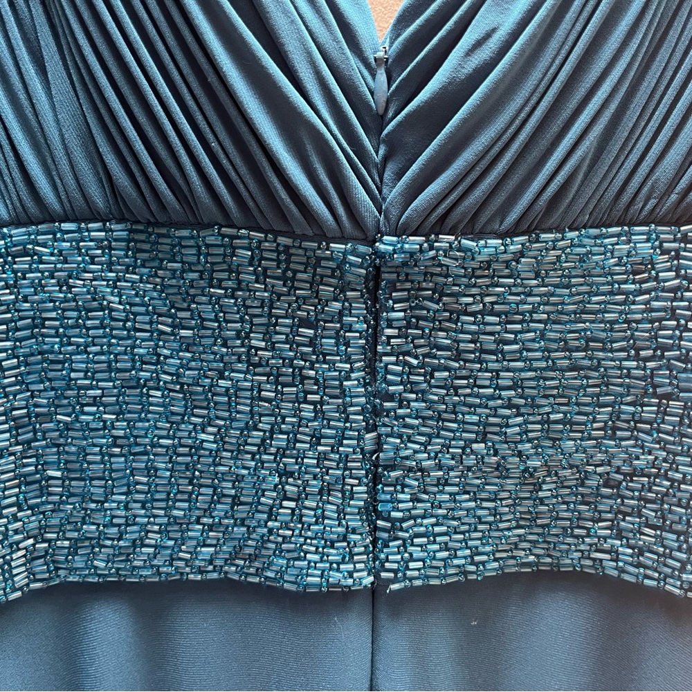 NWT deep turquoise blue formal beaded dress. Back zipper closure with hook. - Picture 3 of 7